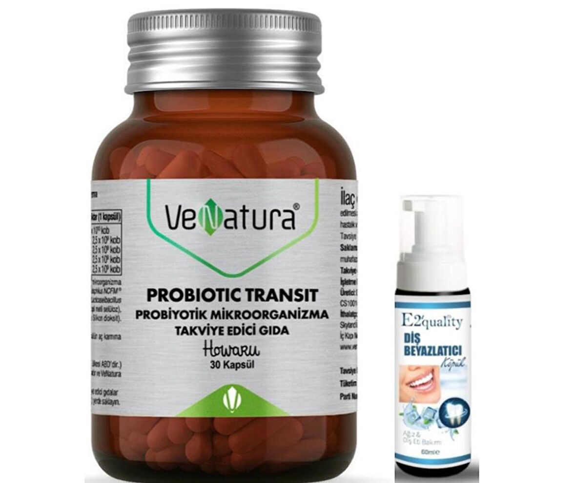 VeNatura Probiotic Transit Probiyotik Mikroorganizma 30 Kapsül - Diş Beyazlatıcı Köpük Hediye