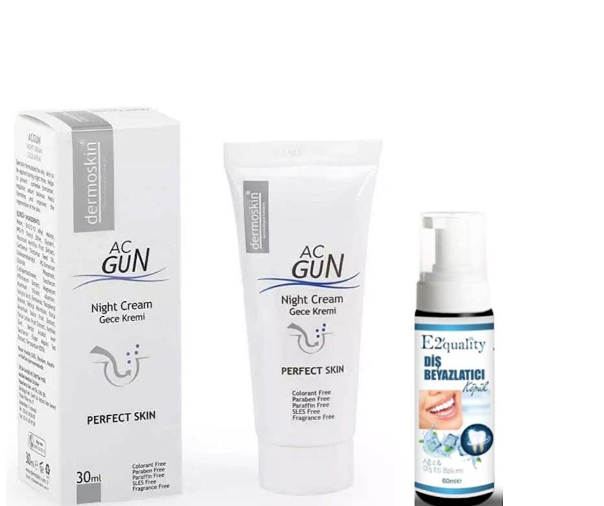 Dermoskin Acgun Gece Bakım Kremi 30 ml- Diş Beyazlatıcı Köpük Hediye