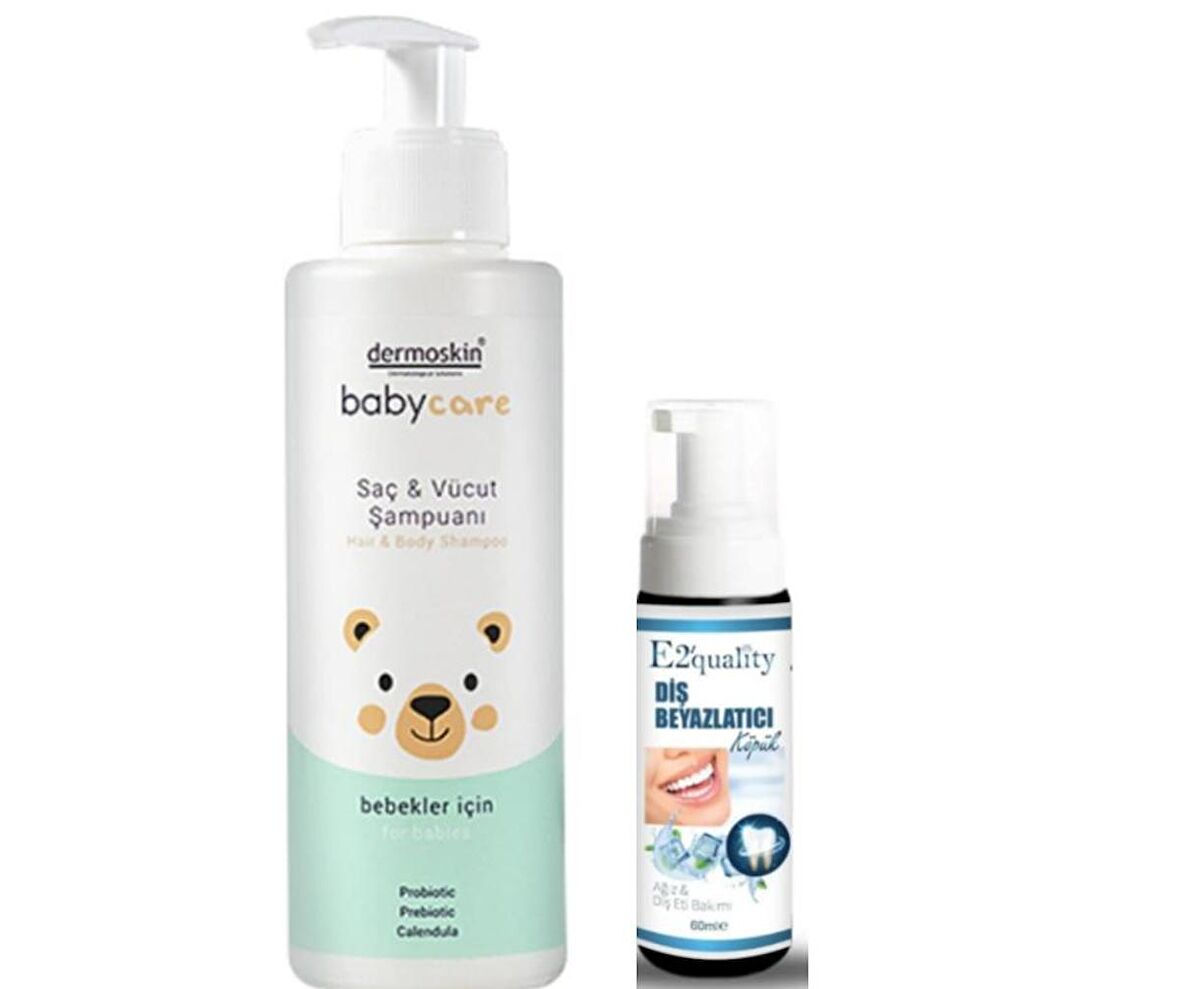 Dermoskin BabyCare Saç ve Vücut Şampuanı 230 ml - Diş Beyazlatıcı Köpük Hediye