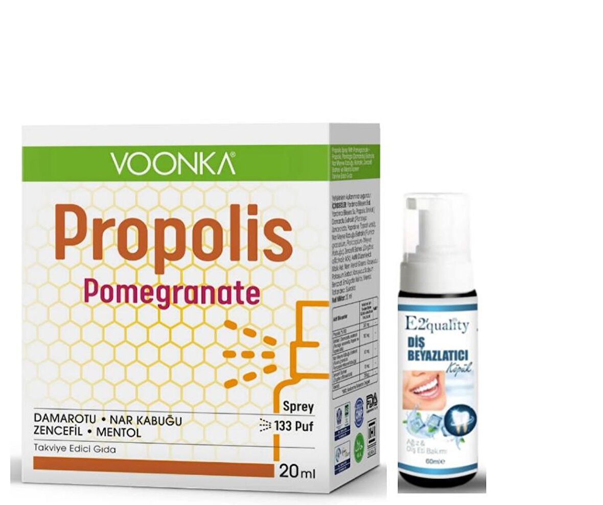 Voonka Propolis Pomegranate Takviye Edici Gıda Sprey 20 ml- Diş Beyazlatıcı Köpük Hediye