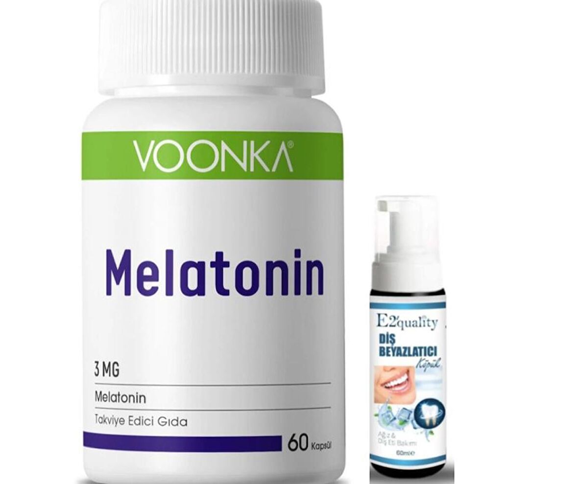 Voonka Melatonin İçeren Takviye Edici Gıda 60 Kapsül Diş Beyazlatıcı Köpük Hediye