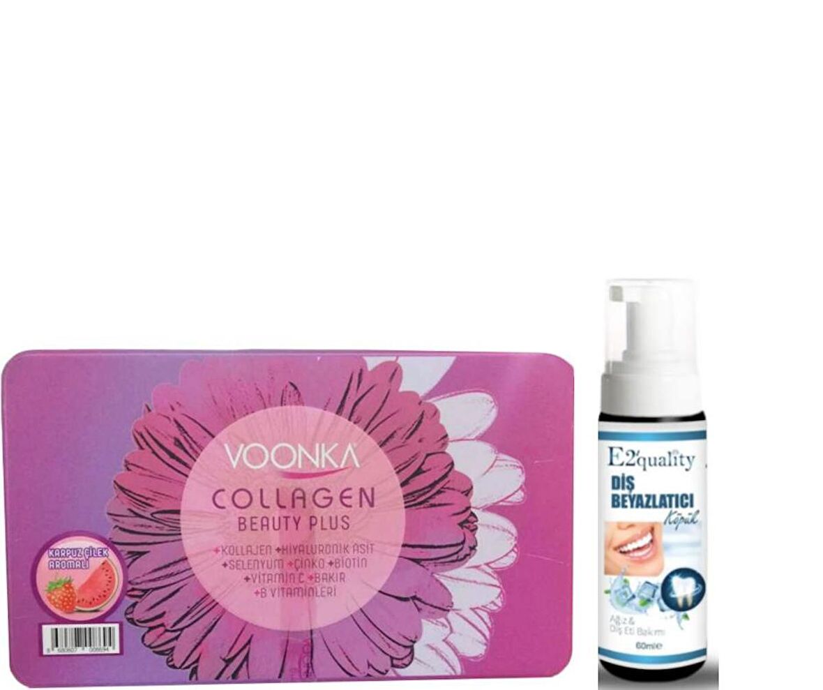 Voonka Collagen Beauty Plus 30 Saşe Çilek & Karpuz Aromalı Diş Beyazlatıcı Köpük Hediye