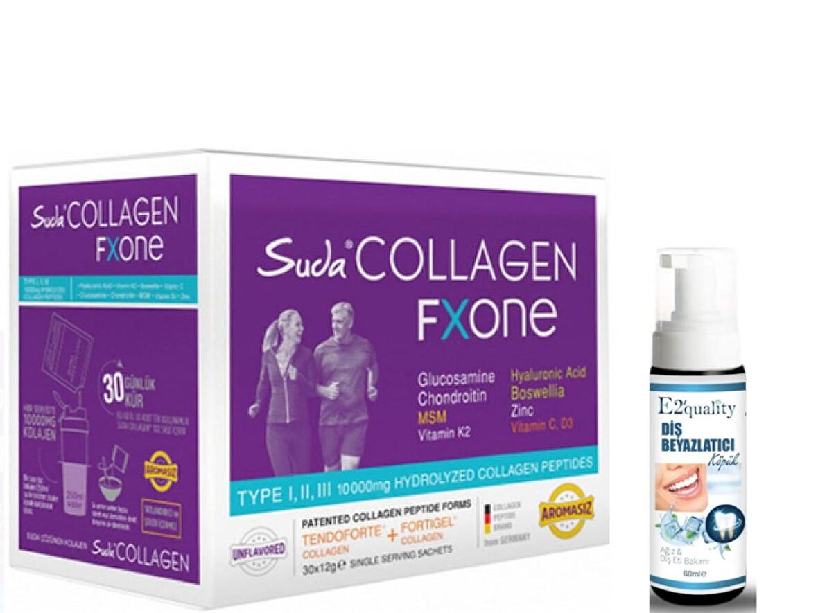 Suda Collagen Fxone Aromasız 12 gr x 30 Saşe - Diş Beyazlatıcı Köpük Hediye 