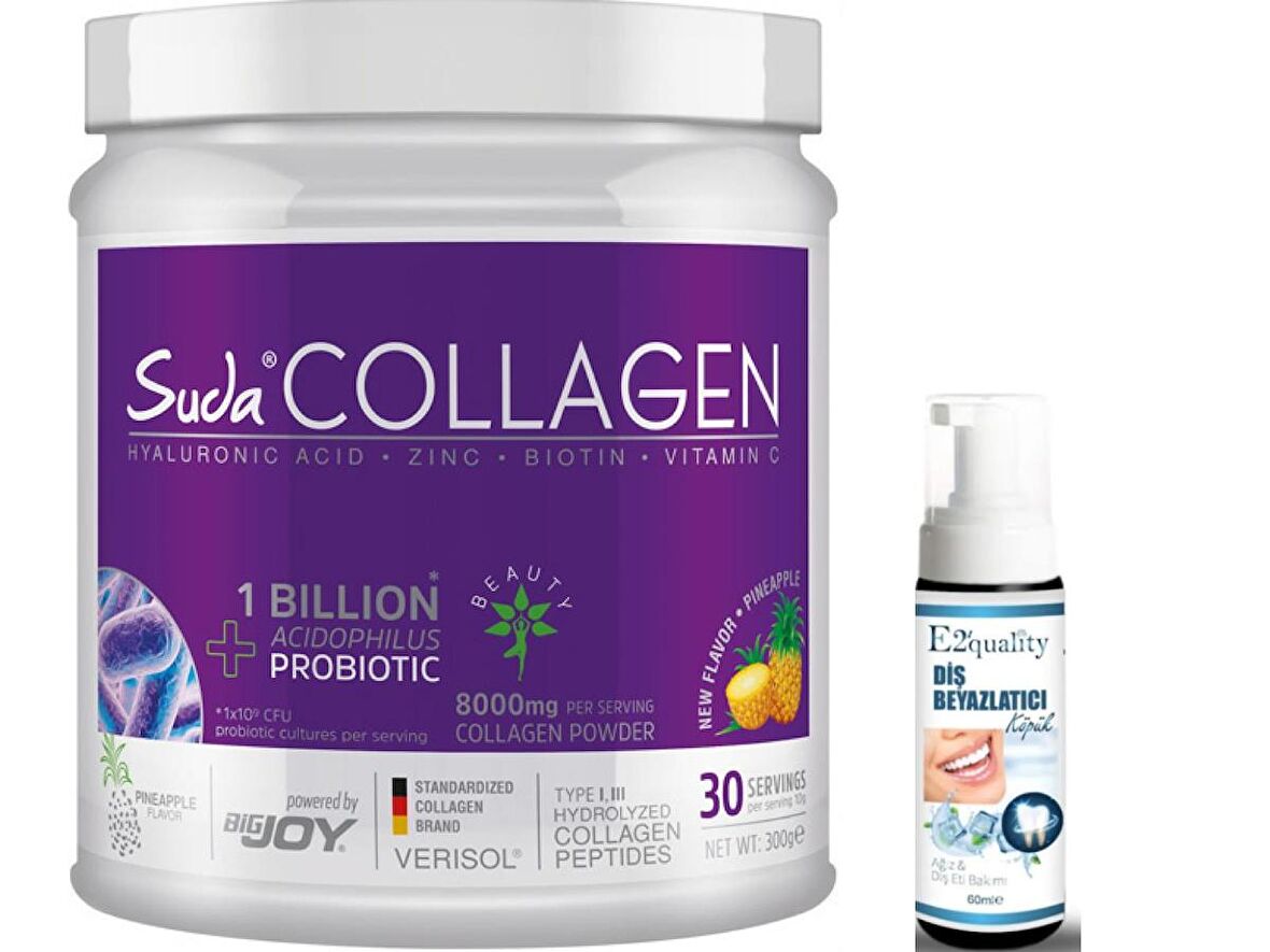 Suda Collagen Probiyotik Ananas Aromalı 300 gr - Diş Beyazlatıcı Köpük Hediye