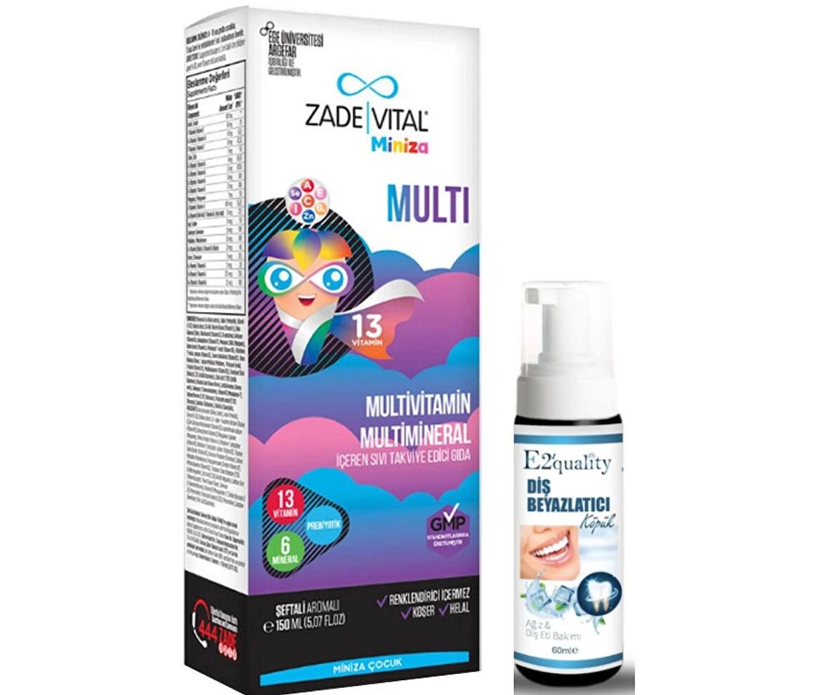 Zade Vital Miniza Multi Sıvı Takviye Edici Gıda 150 ml -  Diş Beyazlatıcı Köpük Hediye 