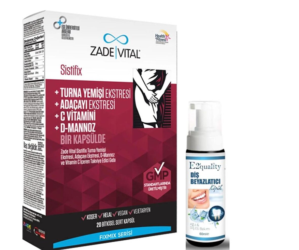 Zade Vital Sistifix Takviye Edici Gıda 20 Kapsül - Diş Beyazlatıcı Köpük Hediye