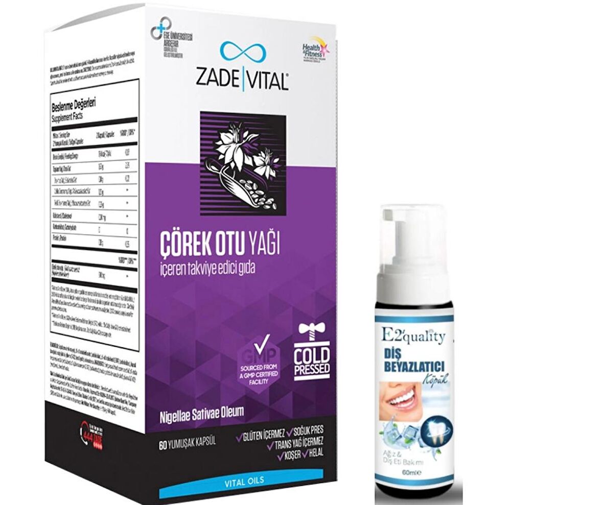 Zade Vital Çörek Otu Yağı Blister 60 Kapsül - Diş Beyazlatıcı Köpük Hediye