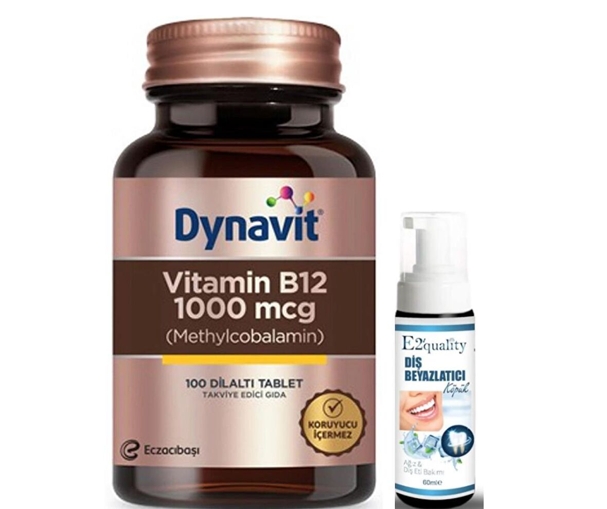 Eczacıbaşı Dynavit Vitamin B12 1000 mcg Takviye Edici Gıda 100 Tablet - Diş Beyazlatıcı Köpük Hediye