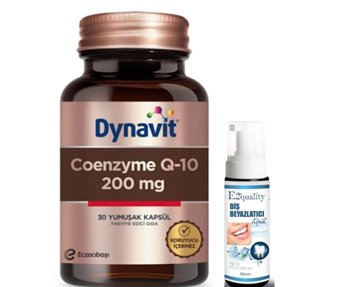 Eczacıbaşı Dynavit Coenzyme Q-10 200 Takviye Edici Gıda 30 Yumuşak Kapsül- Diş Beyazlatıcı Köpük Hediye