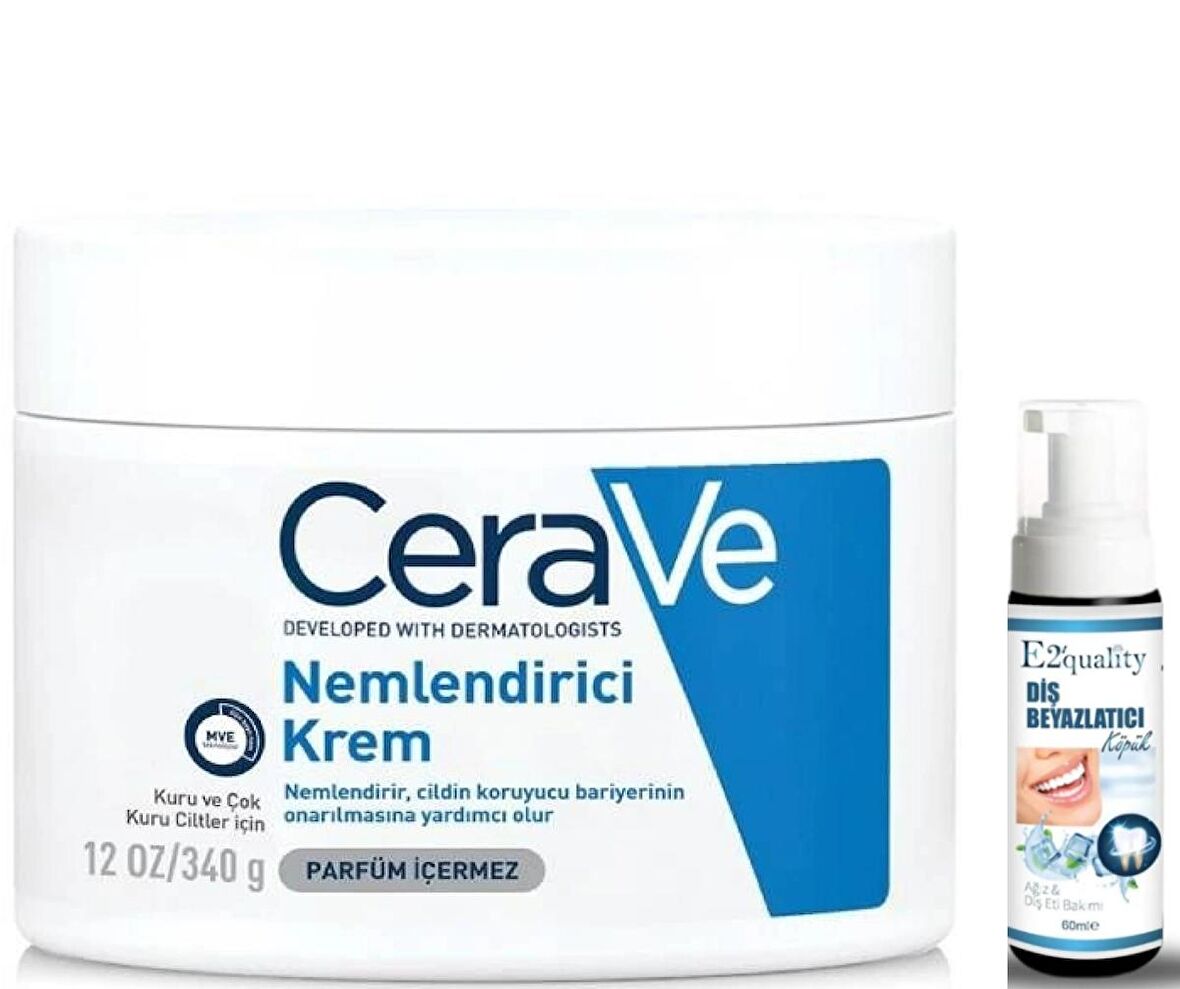 CeraVe Nemlendirici Krem 340 g - Diş Beyazlatıcı Köpük Hediye