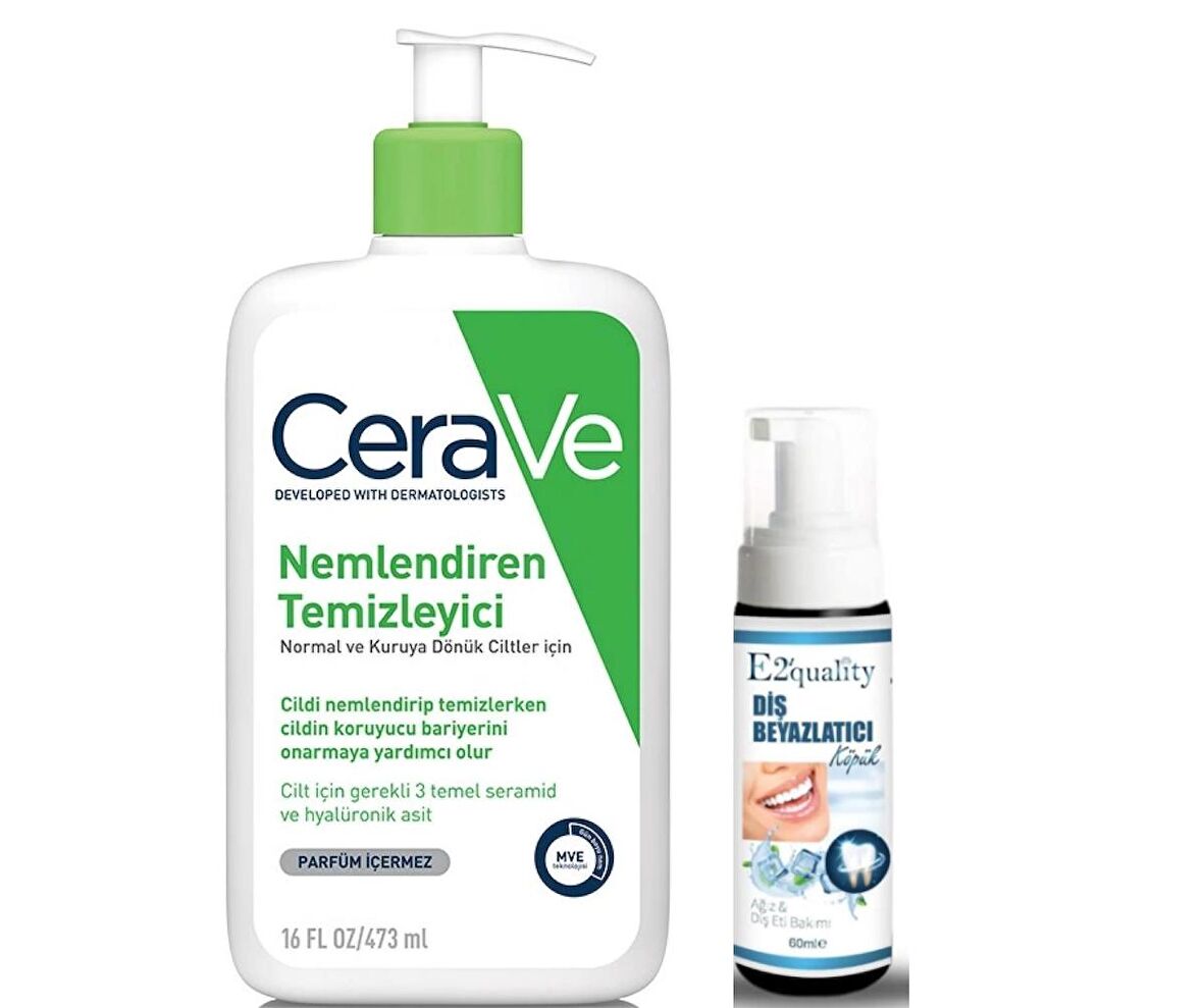 CeraVe Nemlendiren Temizleyici 473 ml - Diş Beyazlatıcı Köpük Hediye 