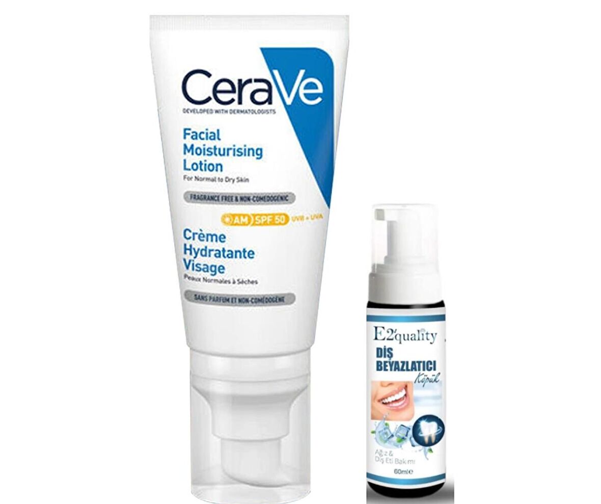 CeraVe Yüz Kremi SPF 50 52 ml - Diş Beyazlatıcı Köpük Hediye 