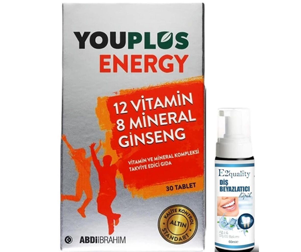 Youplus Energy Vitamin ve Mineral Kompleksi 30 Tabletl - Diş Beyazlatıcı Köpük Hediye