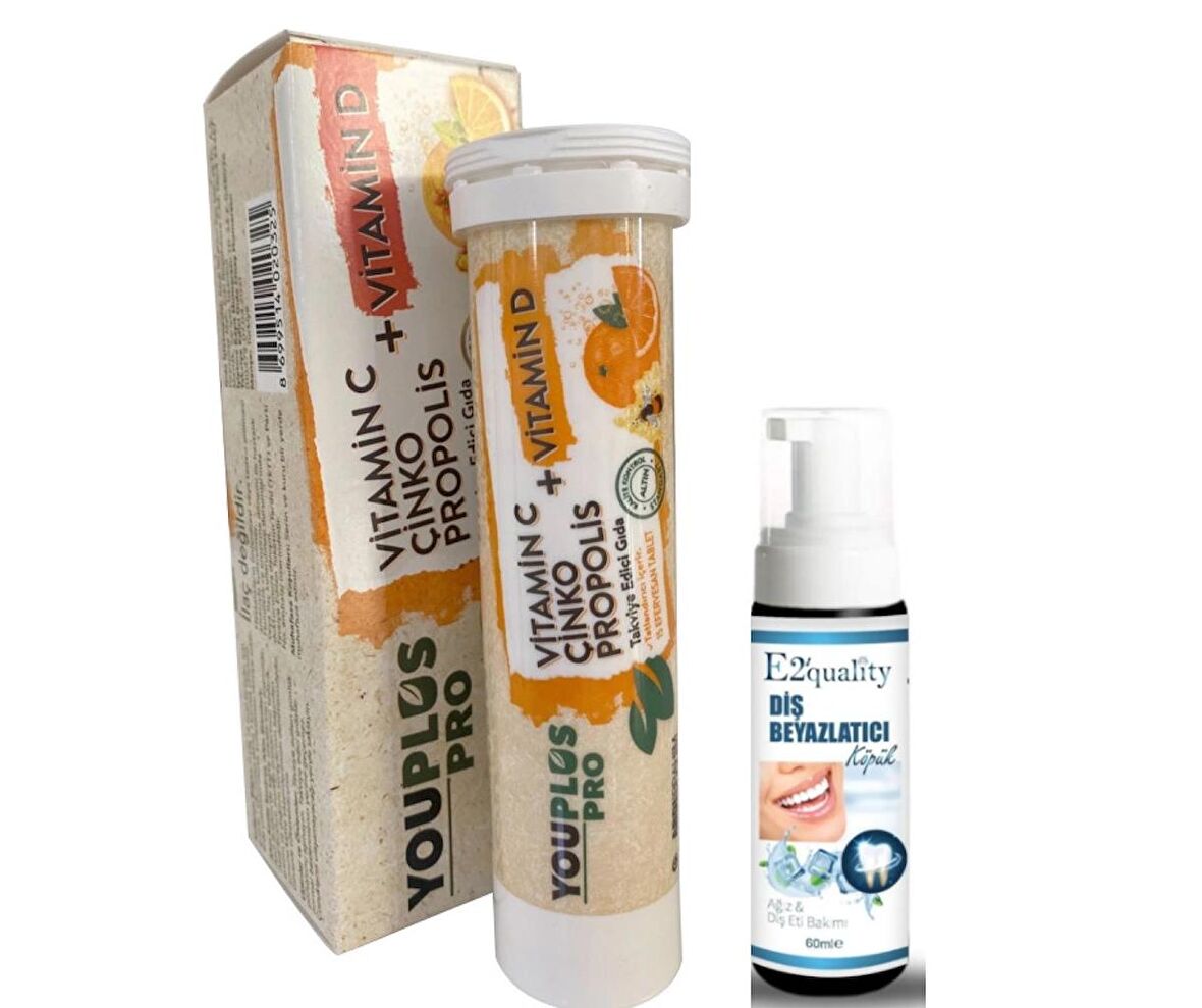 YouPlus Pro Vitamin C Çinko Propolis Takviye Edici Gıda 15 Tabletl - Diş Beyazlatıcı Köpük Hediye