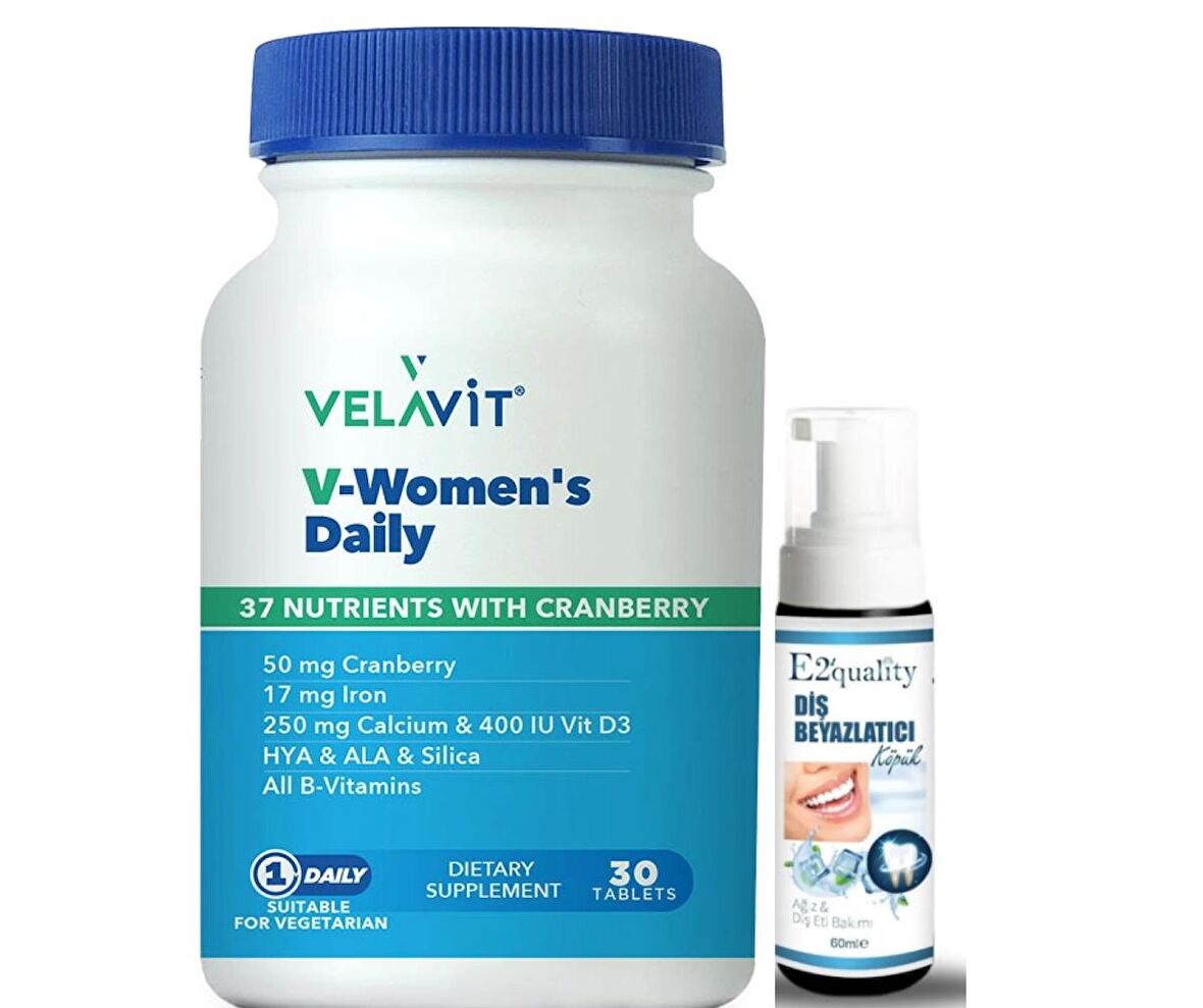 Velavit V-Womens Daily Takviye Edici Gıda 30 Tablet- Diş Beyazlatıcı Köpük Hediye