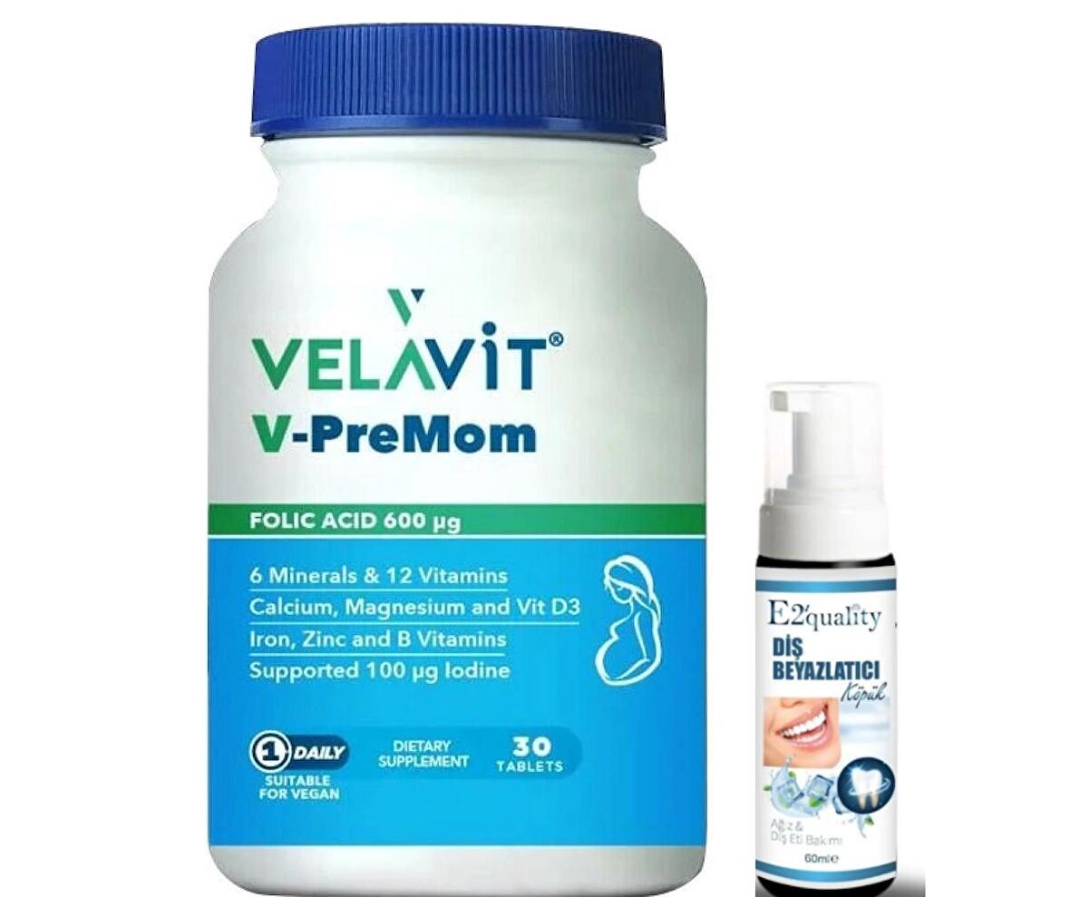Velavit V-PreMom 30 Tablet- Diş Beyazlatıcı Köpük Hediye 