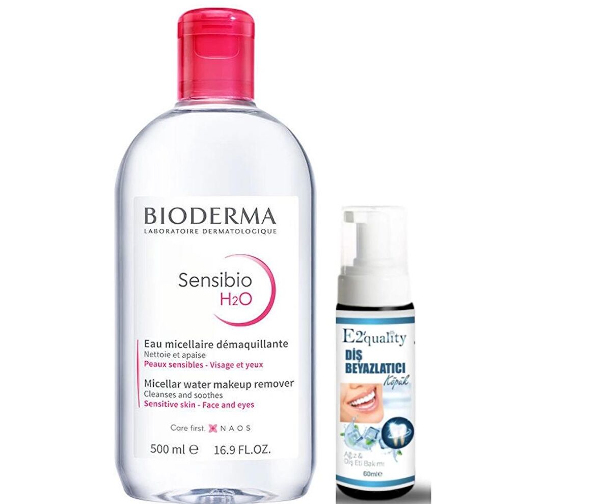 Bioderma Sensibio H2O Yüz ve Makyaj Temizleme Suyu 500 ml- Diş Beyazlatıcı Köpük Hediye 