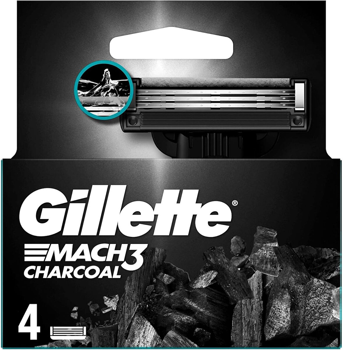 Gillette Mach3 Charcoal Yedek Tıraş Bıçağı 4'lü - Diş Beyazlatıcı Köpük Hediye