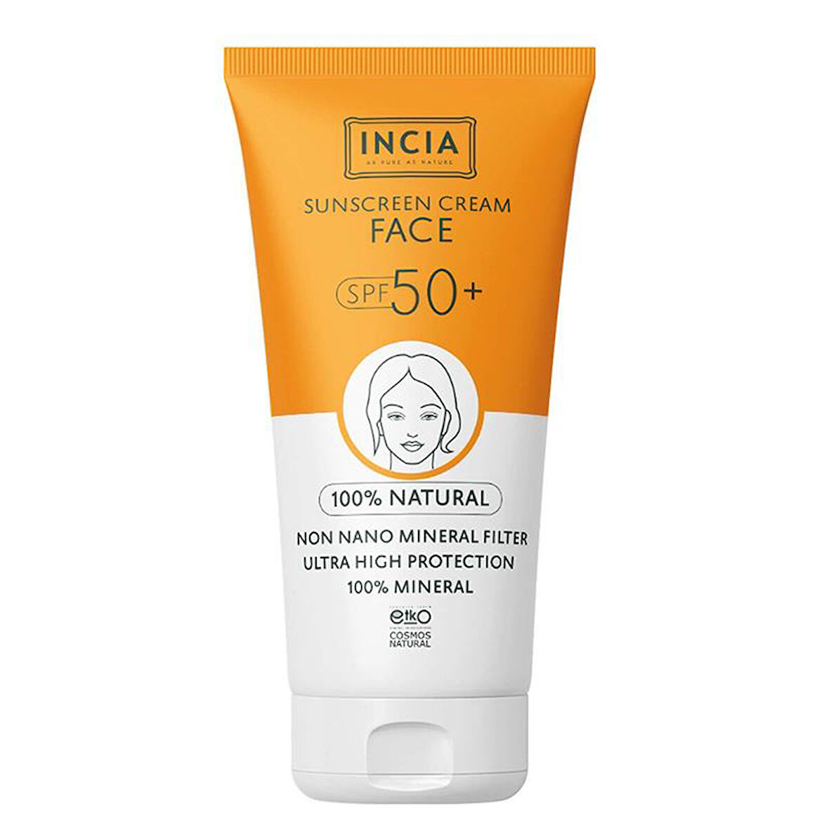 INCIA Yüz İçin %100 Doğal Güneş Kremi 50 SPF 50 ml