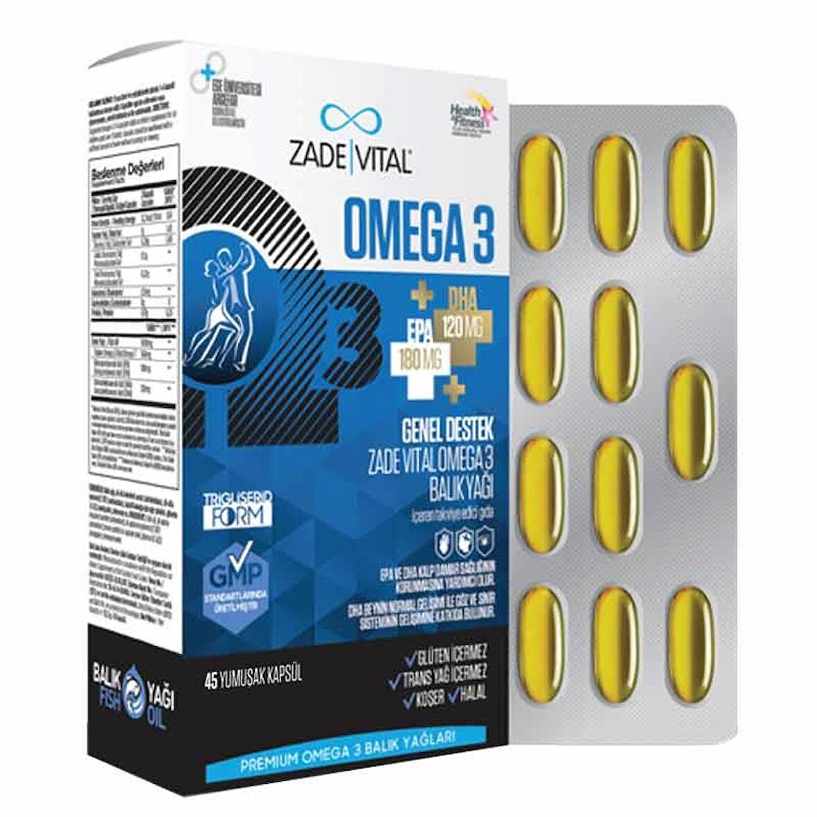 Zade Vital Premium Omega 3 Balık Yağı Genel Destek 45 Kapsül