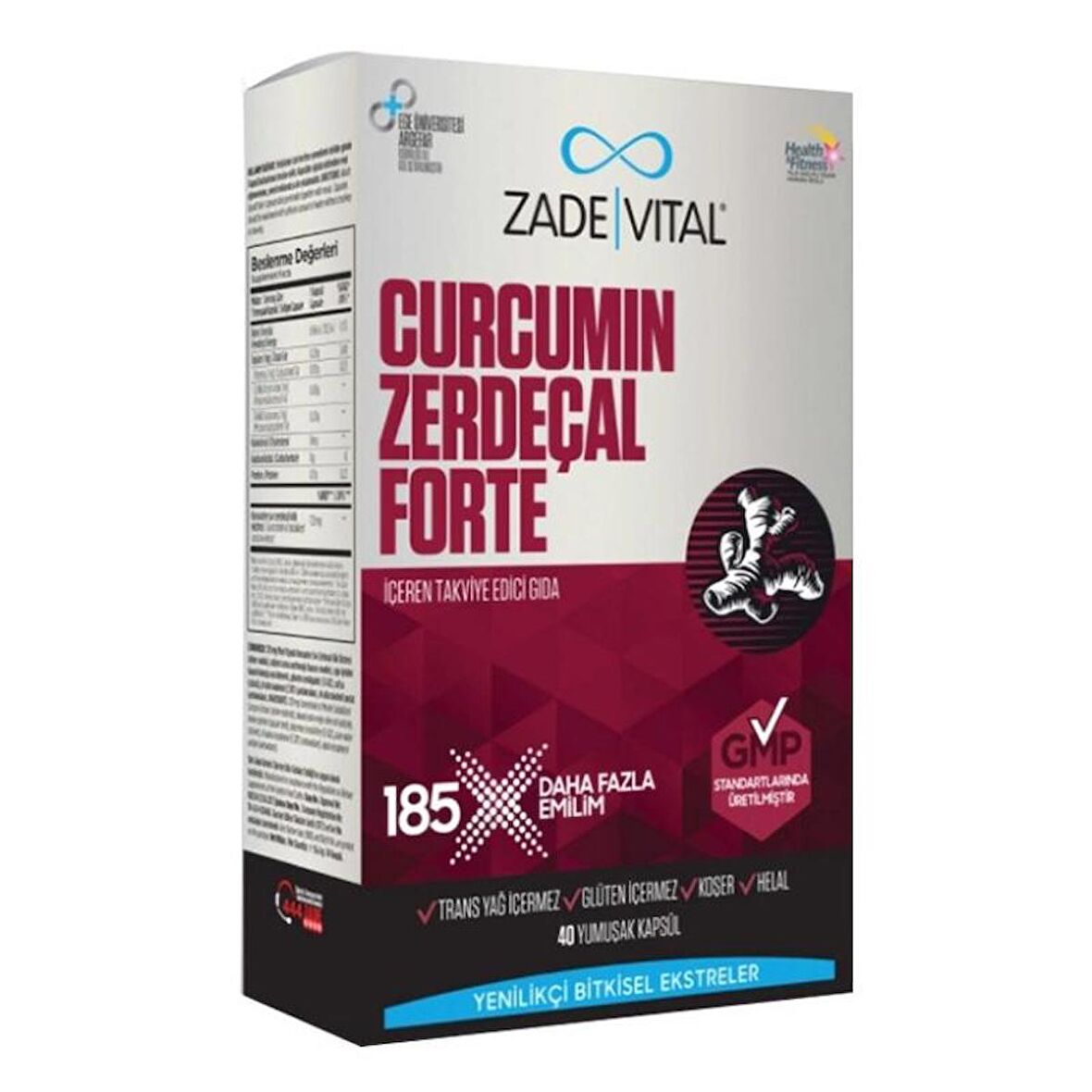 Zade Vital Curcumin Forte 40 Kapsül 1000 mg