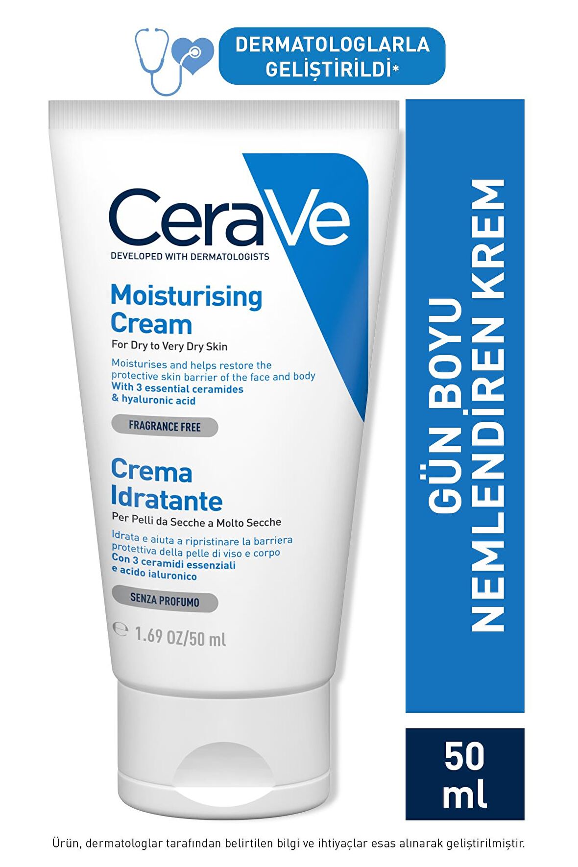 CeraVe Kuru Ciltler İçin Nemlendirici Krem Yüz ve Vücut Kremi 50 ML