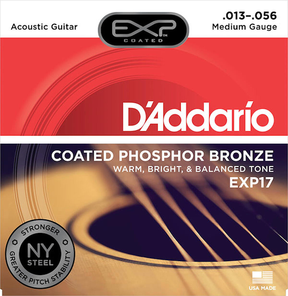 DADDARİO EXP17 COATED PHOSPHOR MEDİUM TAKIM TEL AKUSTİK GİTAR TELİ 013-056