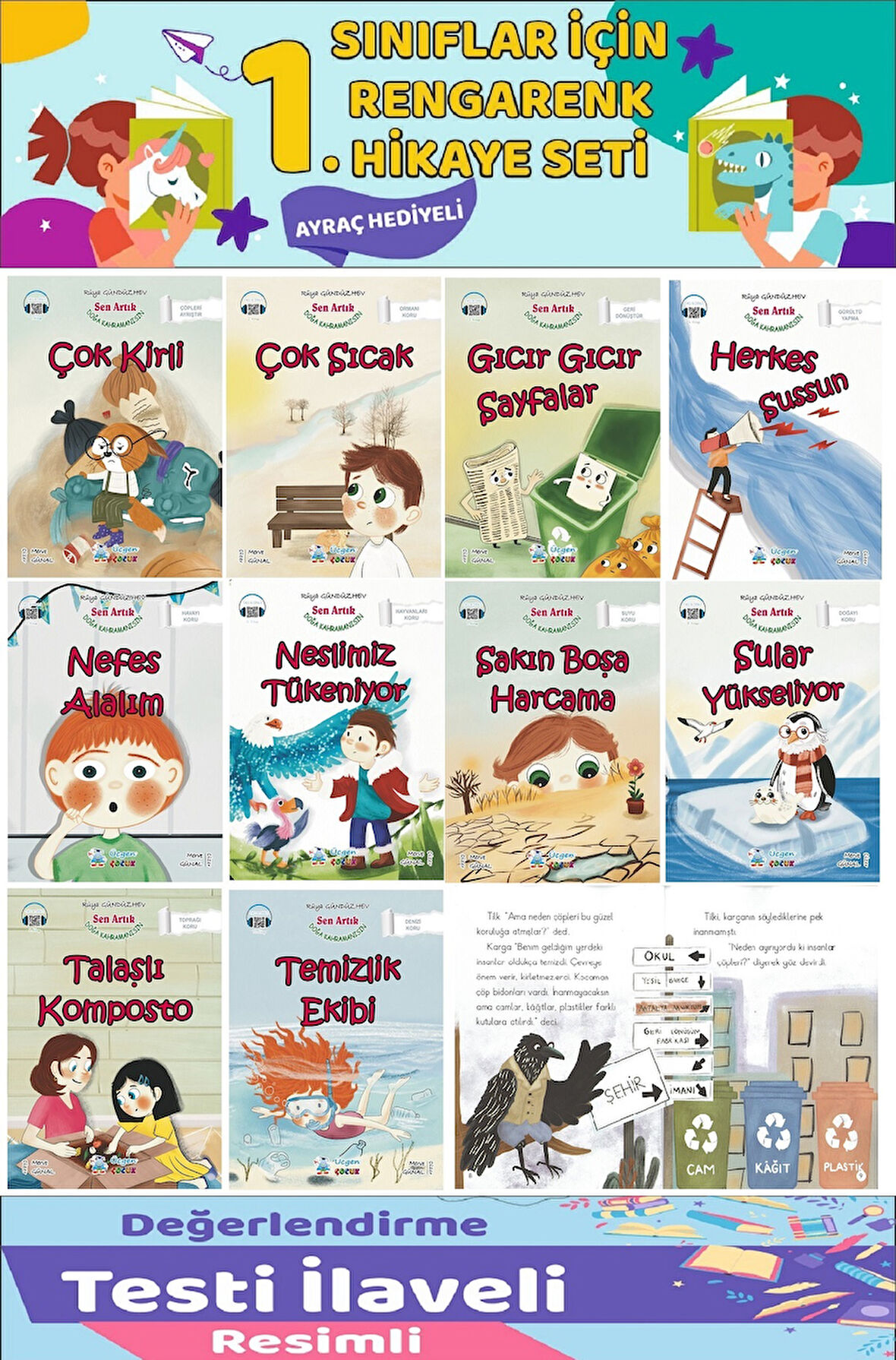 1.Sınıf Sen Artık Doğa Kahramanısın Hikaye Seti (16 Sayfa) - 10 Kitap