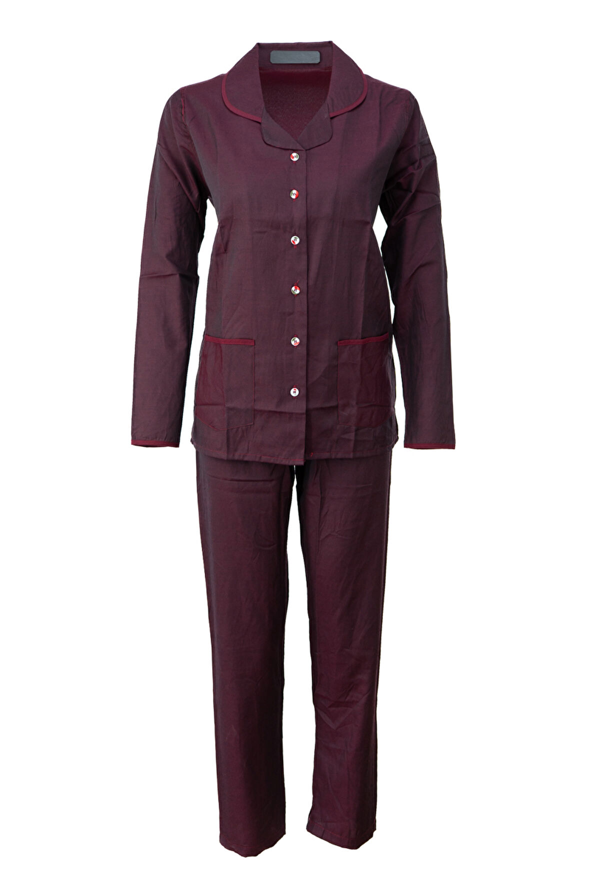 Oppland Kadın Şık Klasik Model Pijama Takımı Premium %100Pamuk Poplin Kumaş Düğmeli Tarz Model Cepli