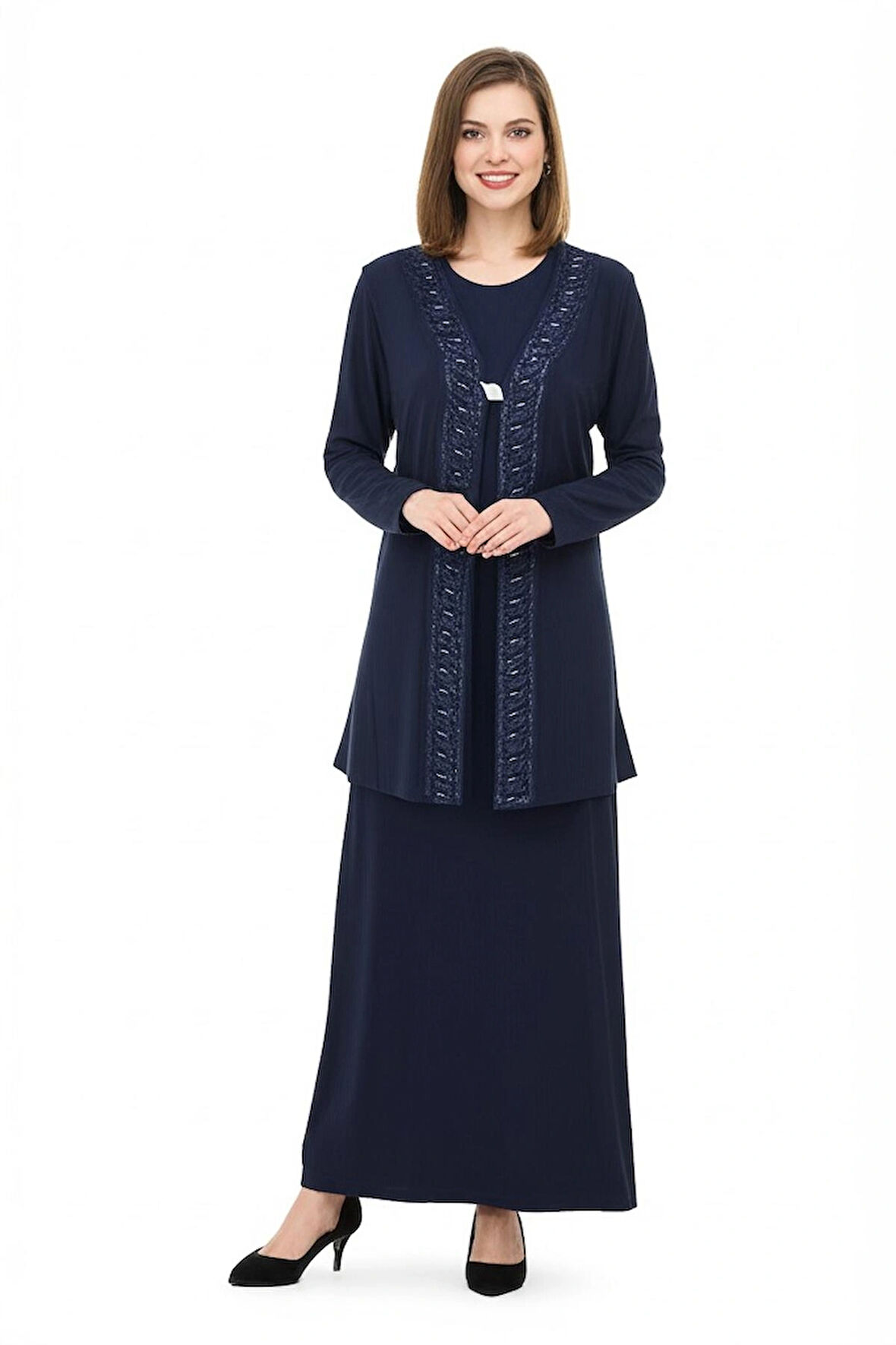 Oppland Kadın Boydan Elbise Özel Düğünlük Likralı Sandy Kumaş Hanedan Model Bisiklet Yakalı Rahat