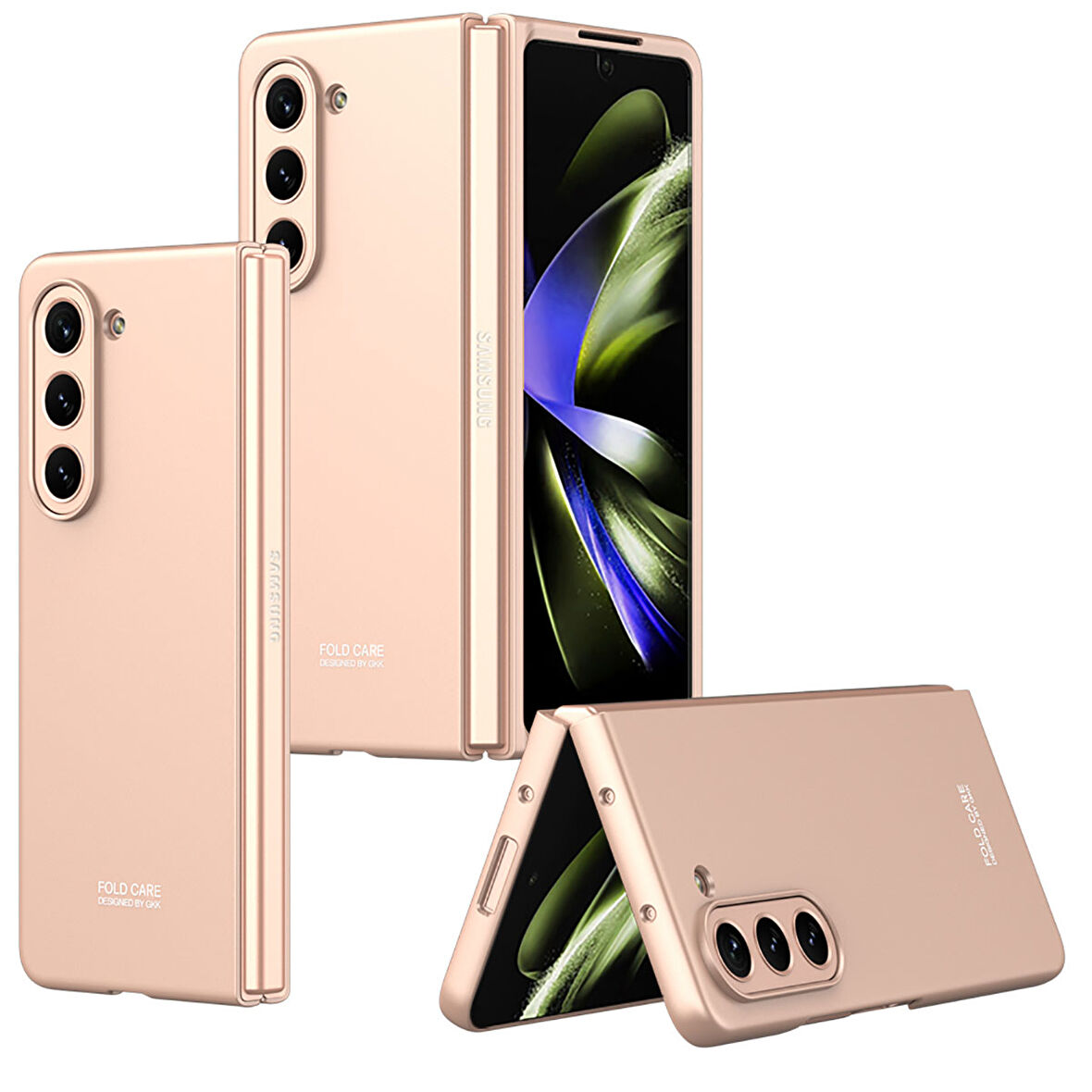 Smcase Samsung Galaxy Z Fold 5 Kılıf Kıpta Renkli Sert Pc Kapak