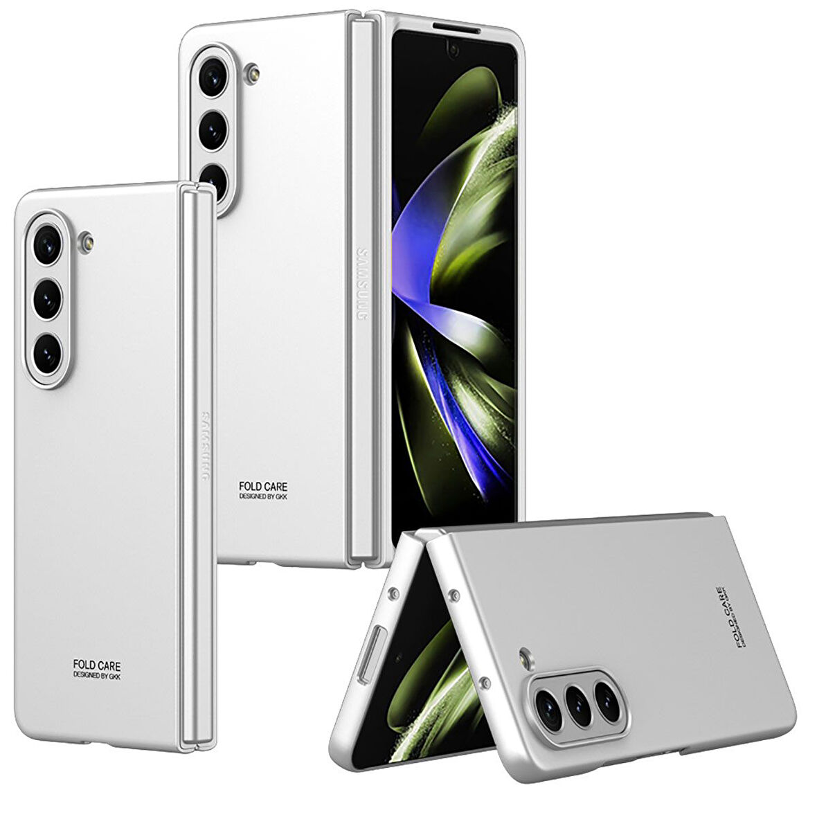Smcase Samsung Galaxy Z Fold 5 Kılıf Kıpta Renkli Sert Pc Kapak