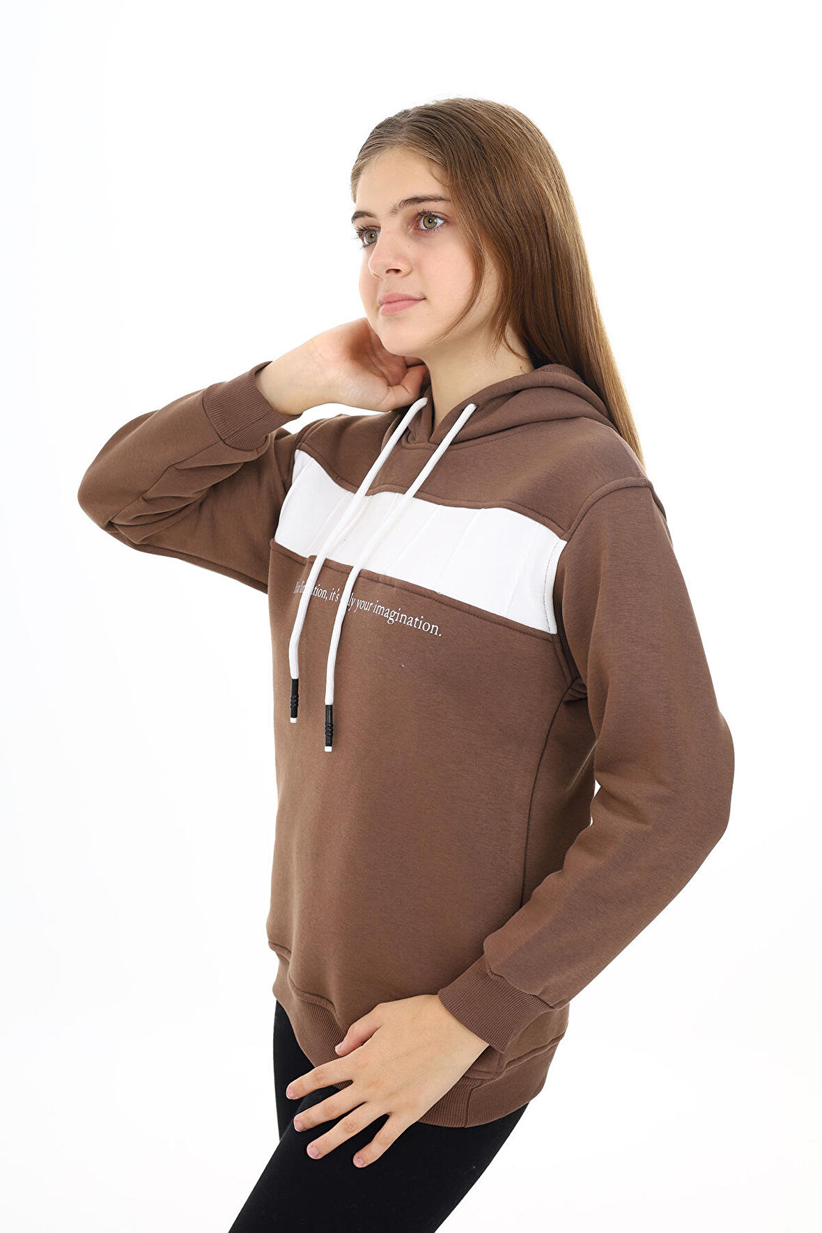 Kız Çocuk Garnili Kapüşonlu Sweatshirt Hoodie 7-13 Yaş Lx275
