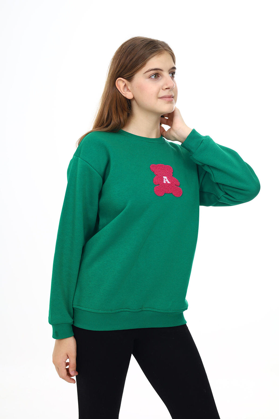 Kız Çocuk Nakış Baskılı Sweatshirt  7-13 Yaş Lx289