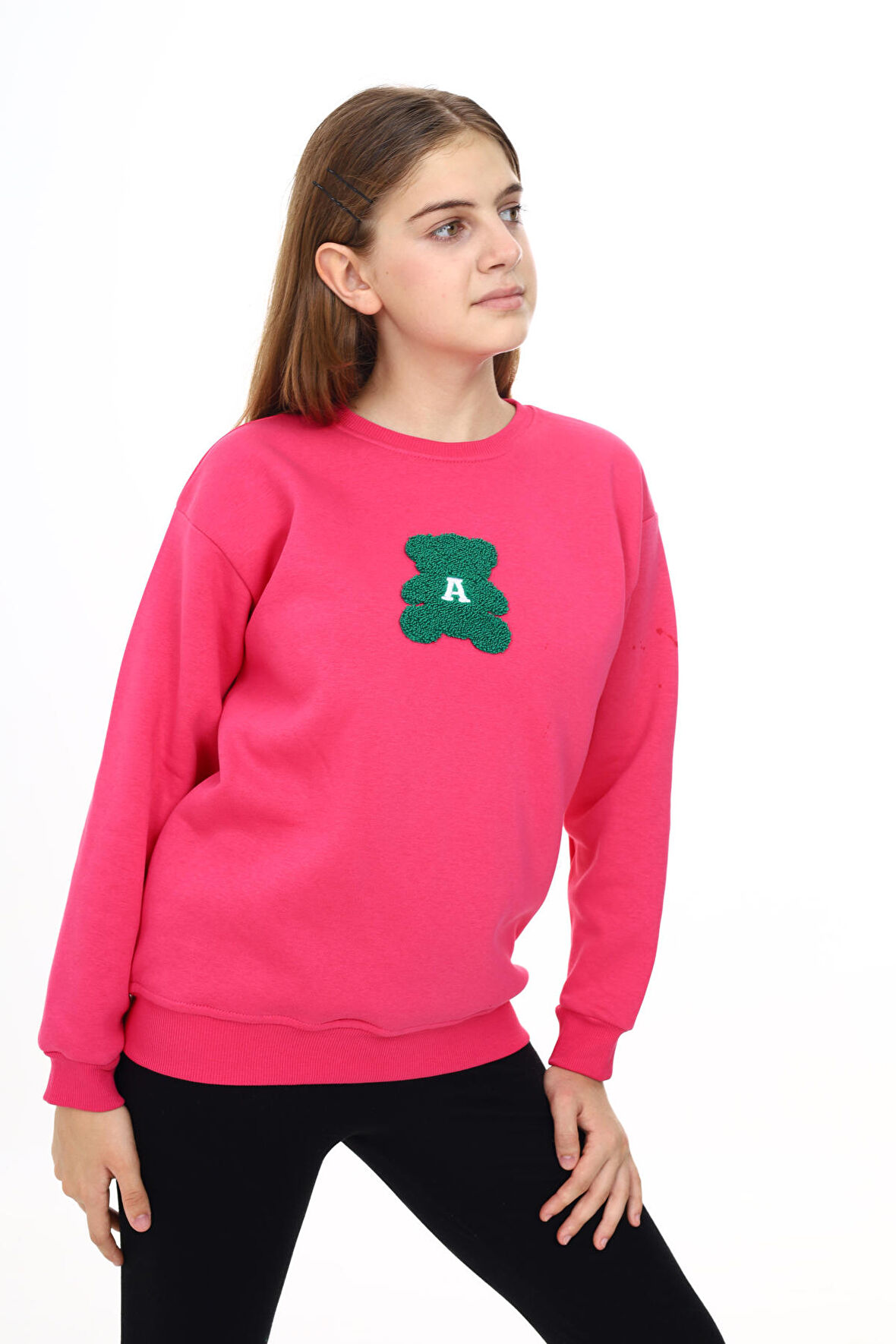 Kız Çocuk Nakış Baskılı Sweatshirt  7-13 Yaş Lx289