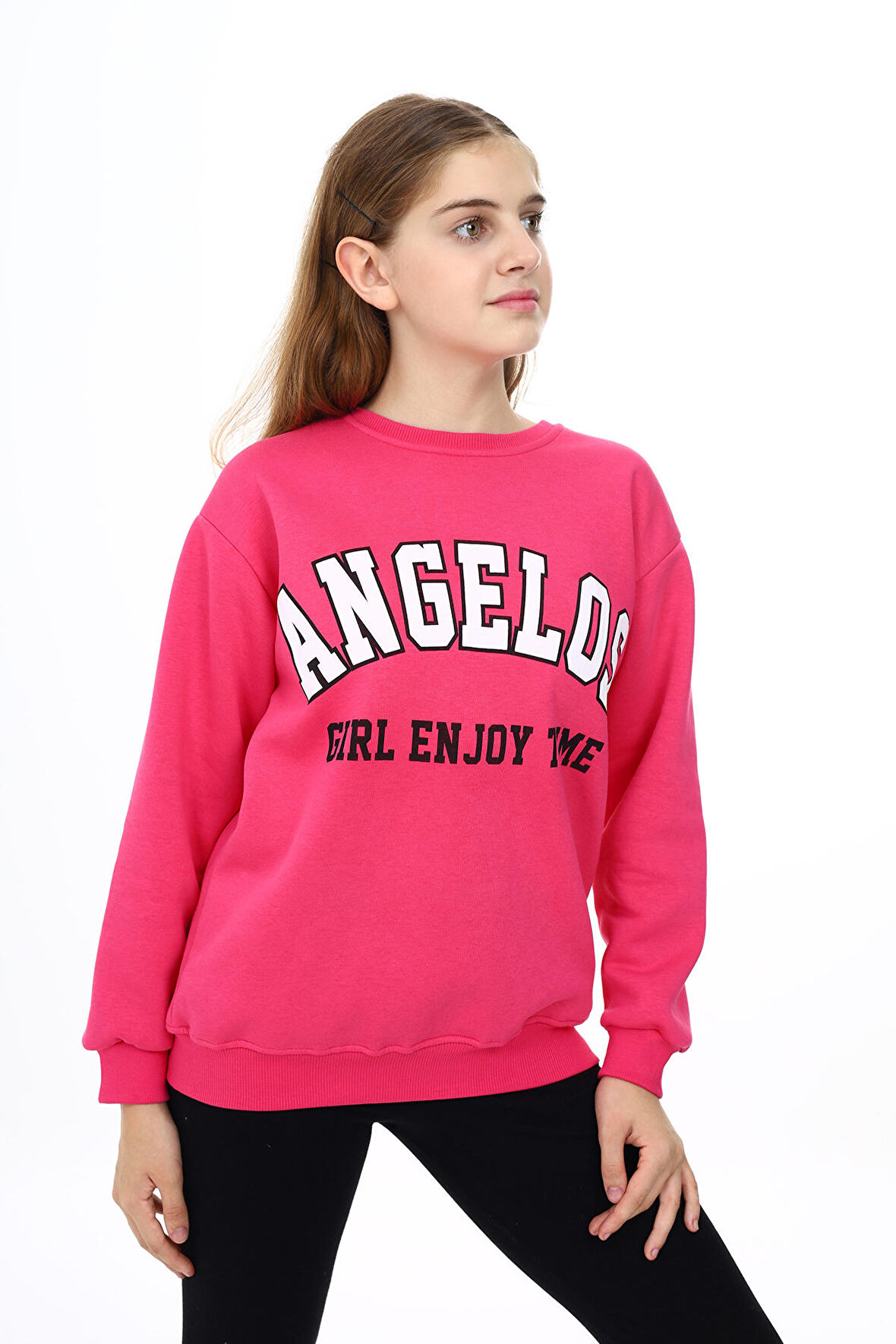 Kız Çocuk Yazı Baskılı 3 İplik Sweatshirt 7-13 Yaş Lx289