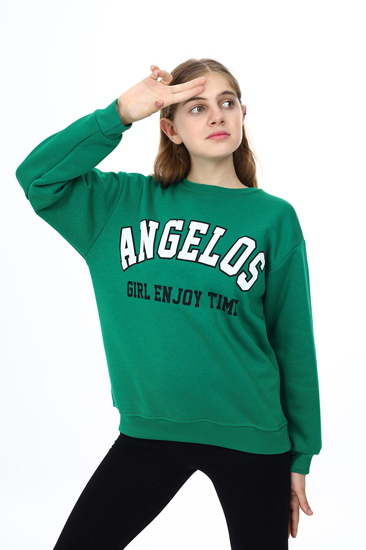 Kız Çocuk Yazı Baskılı 3 İplik Sweatshirt 7-13 Yaş Lx289