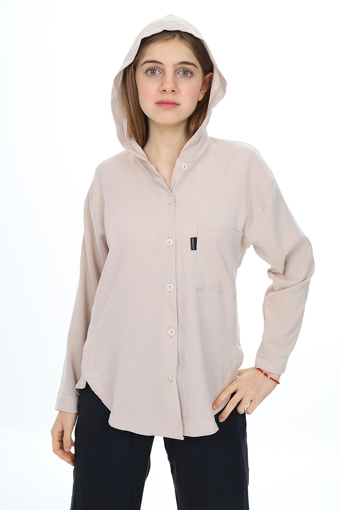 Kız Çocuk Kapüşonlu Gömlekli Takım 8-14 Yaş Lx309