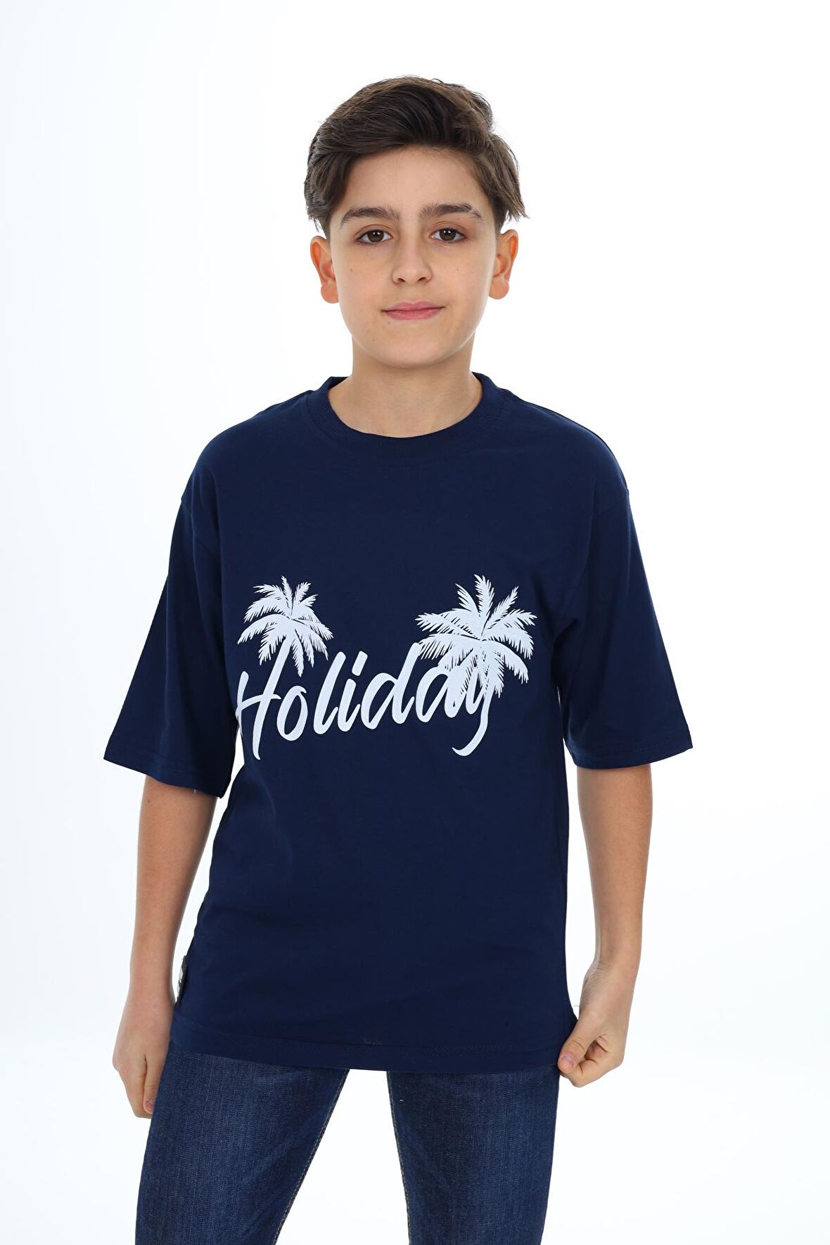 Erkek Çocuk Holiday Baskılı T-Shirt 9-14 Yaş Lx7099