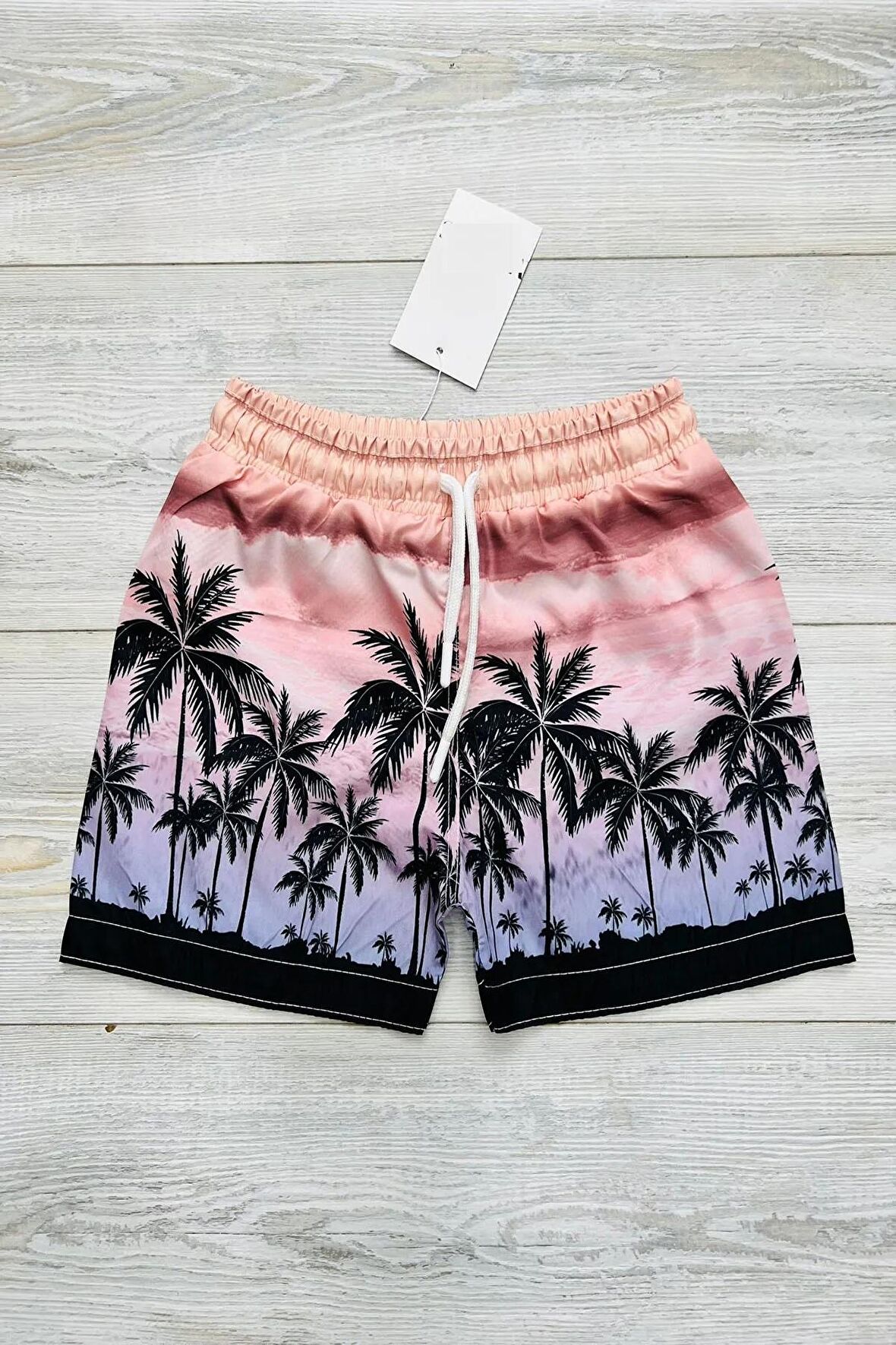 Erkek Çocuk Palmiye Desenli Deniz&Havuz Şortu 2-16 Yaş 002