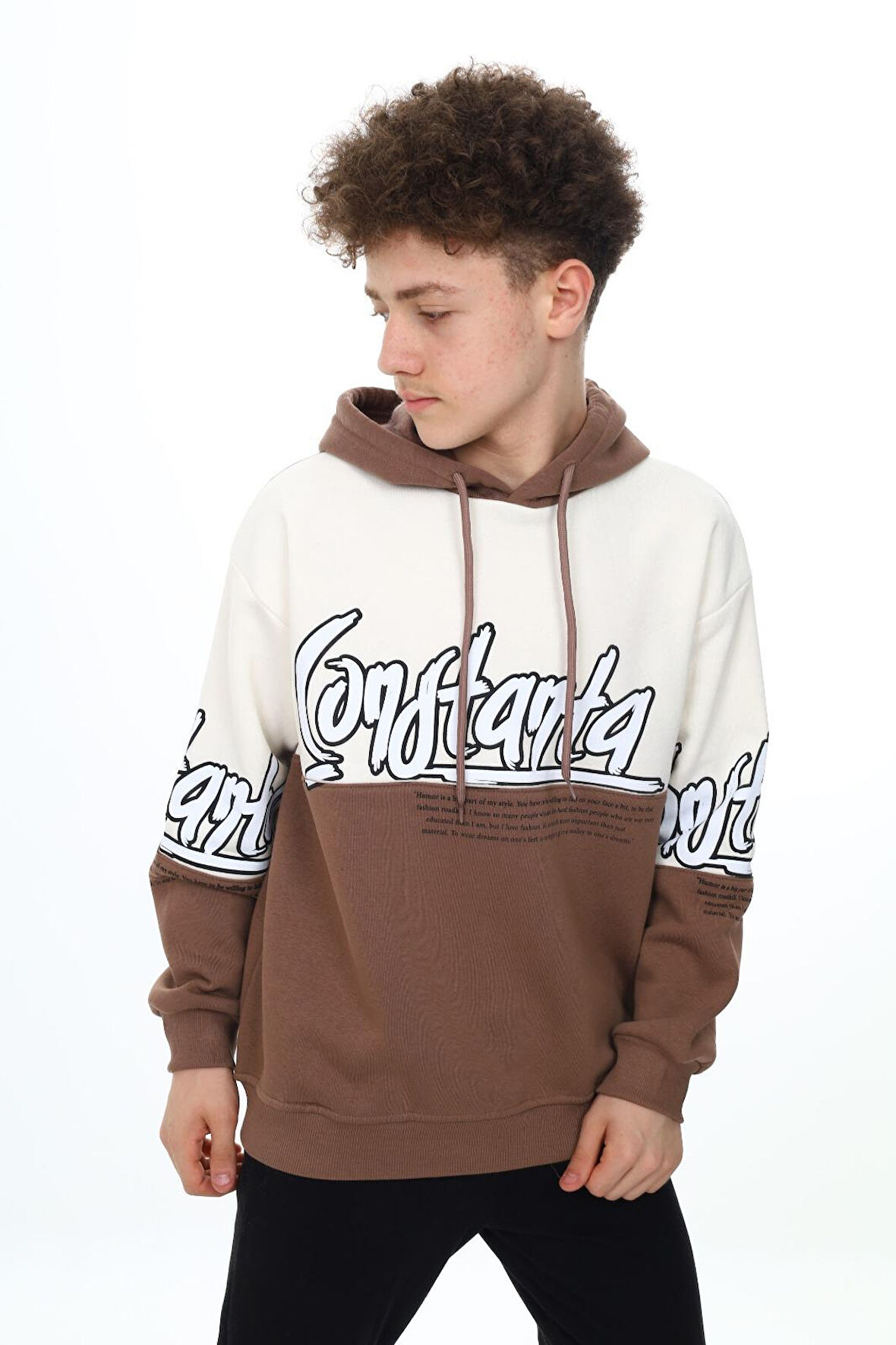 Erkek Çocuk Oversize Kapüşonlu Garnili Sweatshirt 10-14 Yaş 7170