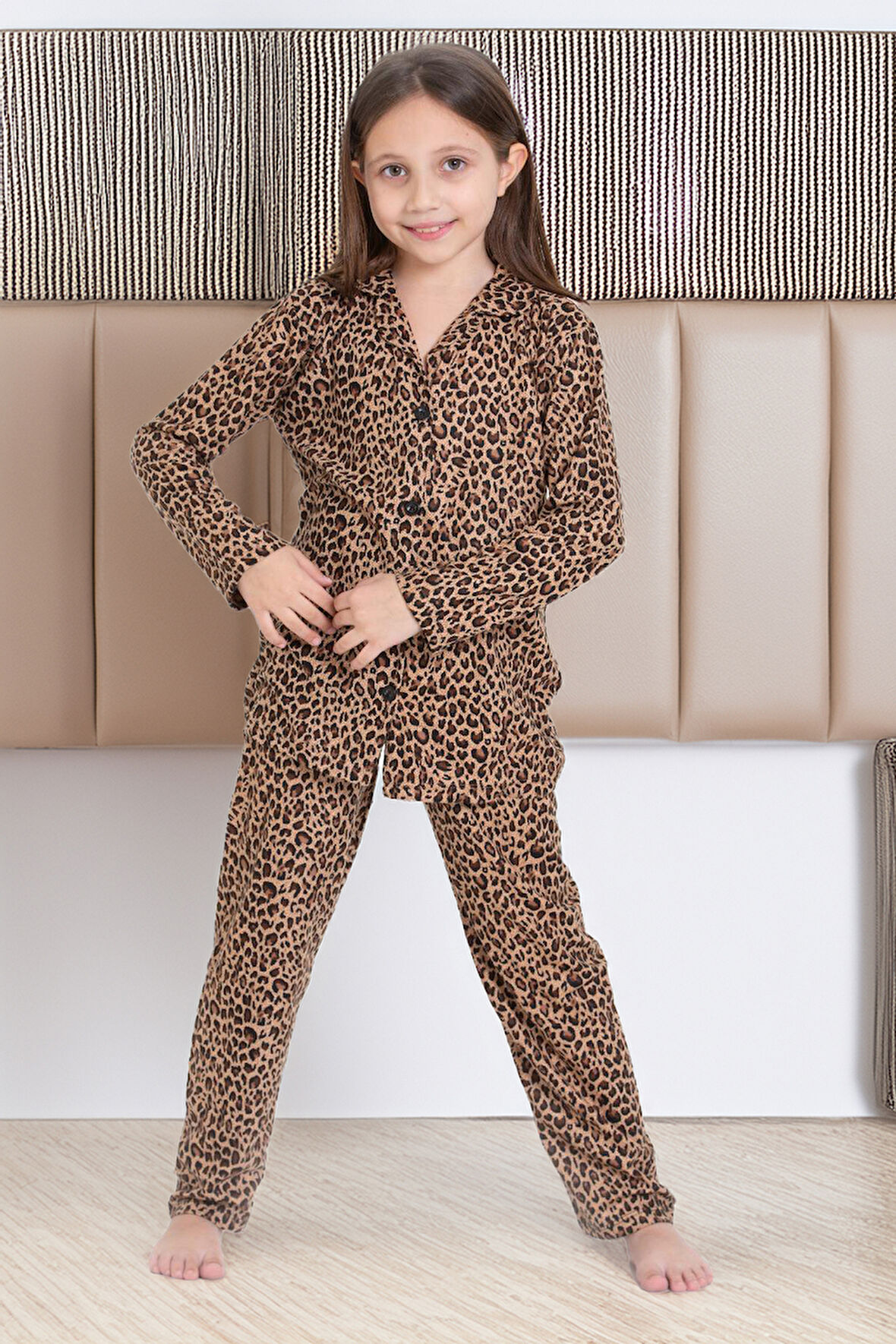 Kız Çocuk Rotasyon Desenli Pijama Takımı 12166