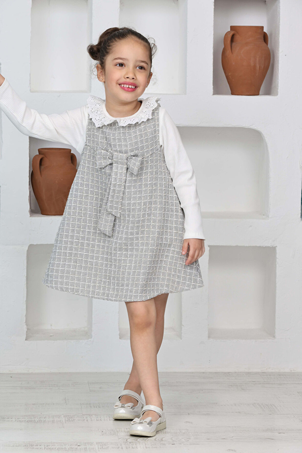 Kız Çocuk Şanel Kumaş 2'li Elbise (Elbise+Bady Bluz)12174