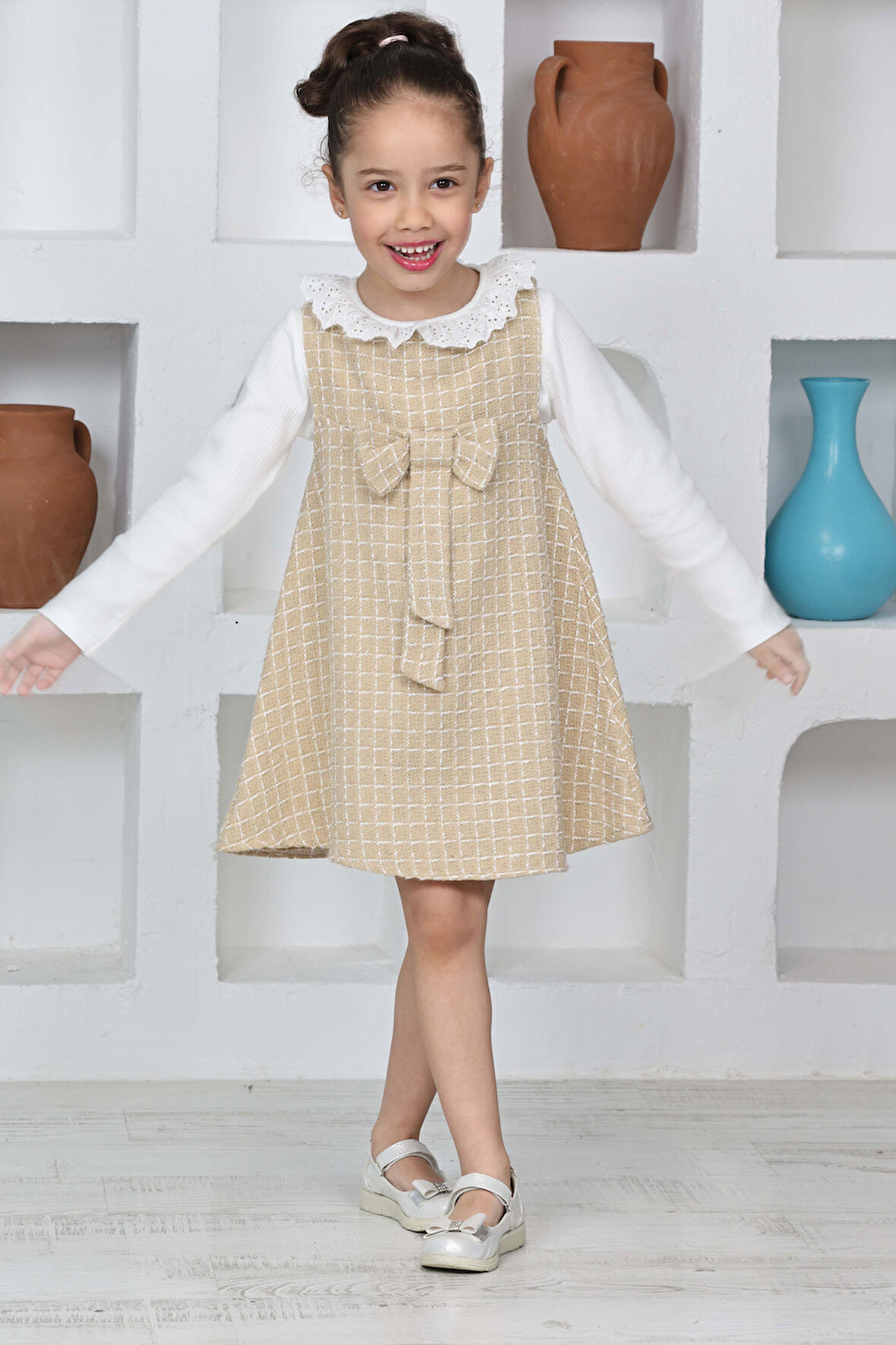Kız Çocuk Şanel Kumaş 2'li Elbise (Elbise+Bady Bluz)12174