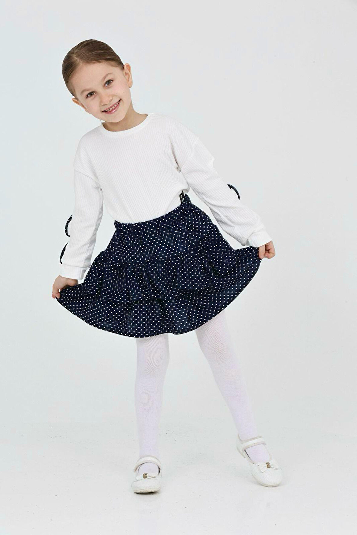 Kız Çocuk Süet Etekli 2'li Elbise (Süet Kat Kat Etek+Bluz)12183