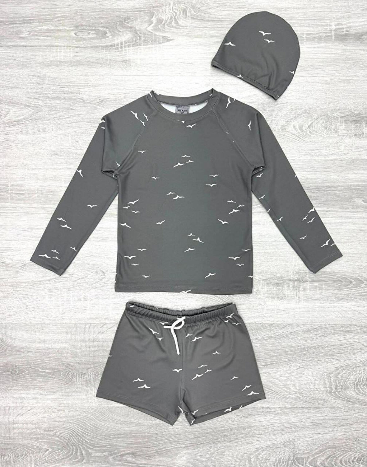 Erkek Çocuk 3'lü Mayo Takımı (Şort+Tişört+Bone) 2-8 Yaş 12218