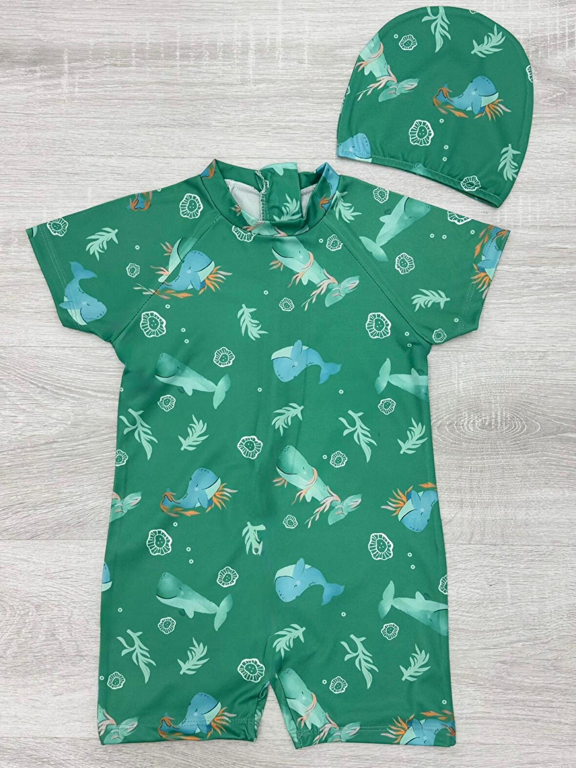 Erkek Çocuk Boneli Mayo Takımı (Tulum Mayo+Bone) 2-8 Yaş 12219