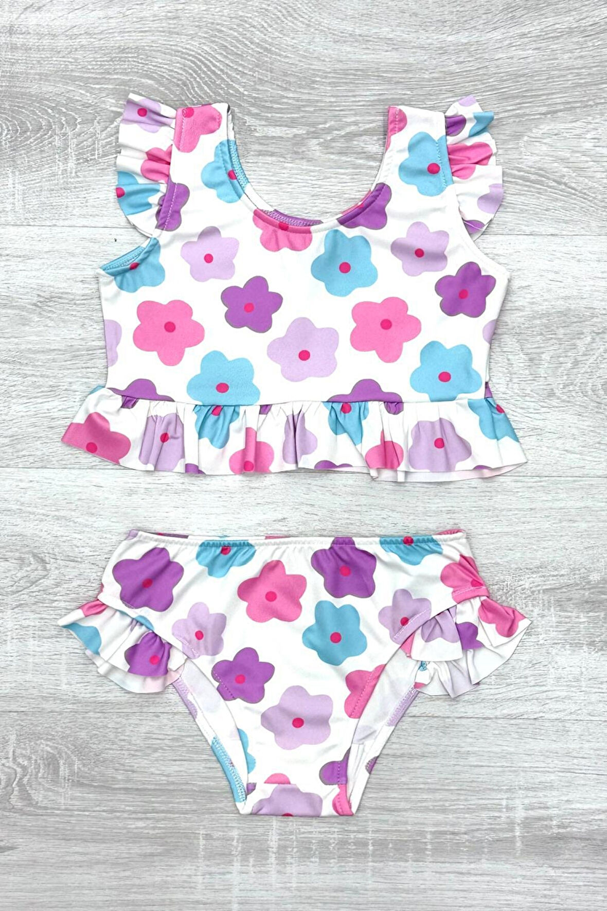 Kız Çocuk Fırfırlı Mayo Takımı 2-10 Yaş 12221