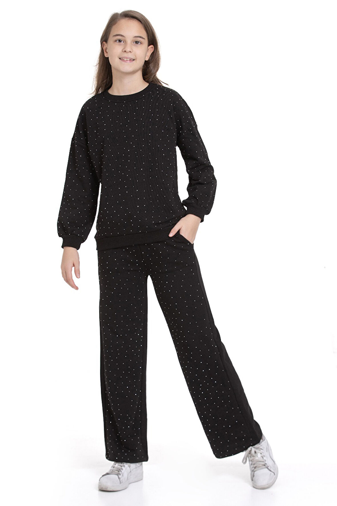 Kız Çocuk Taş Süslemeli Alt-Üst Takım-3 İplik 4-12 Yaş 12345