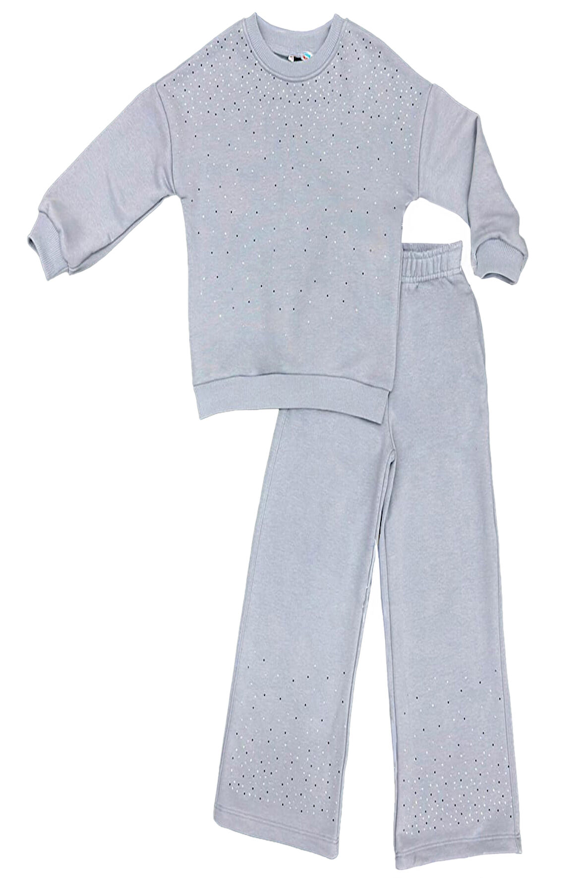 Kız Çocuk 3 İplik Taş Detaylı Alt-Üst Takım 4-12 Yaş 12346